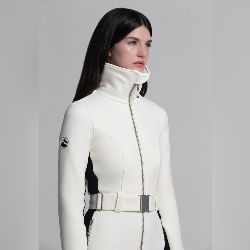 NWT White Cordova OTB Fit Flare One Piece Ski Suit White Black Jumpsuit P XS 0 2 - Picture 2 of 14